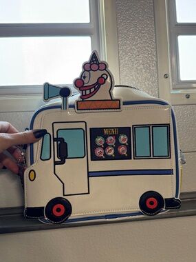 Killer Klowns Novelty Ice Cream Truck Crossbody Bag - White with Blue Accents